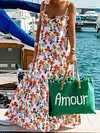 Condole Belt Floral Printed Maxi Dress
