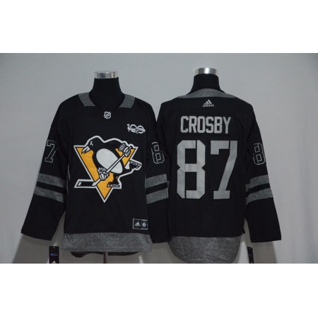 Pittsburgh Penguins #87 Sidney Crosby Black Men's 1917-2017 100th  Anniversary   Stitched NHL Jersey