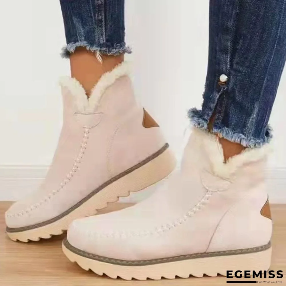 Cream White Casual Patchwork Solid Color Keep Warm Comfortable Shoes | EGEMISS