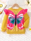 Kid Girl Butterfly Print Crew Neck Long Sleeve Casual Sweatshirt