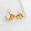 Elegant White & Golden Petal Tassel Earrings
