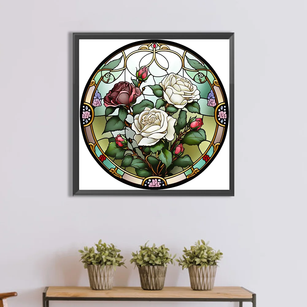 Diamond Painting - Full Round - Stained Glass Rose