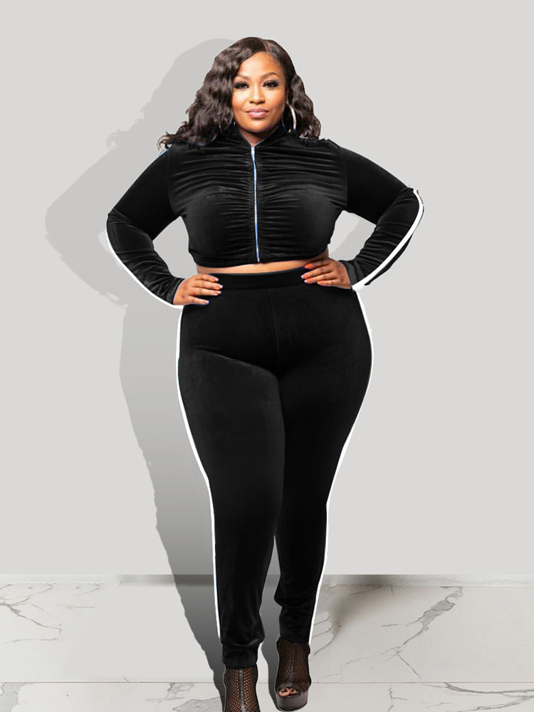 Sthobis cargo pants outfits women Two Piece Set Women Top and Pants Velvet Clothes Winter Casual Sport Outfit Plus Size Female Set Free Shipping Bulk Wholesale Pants