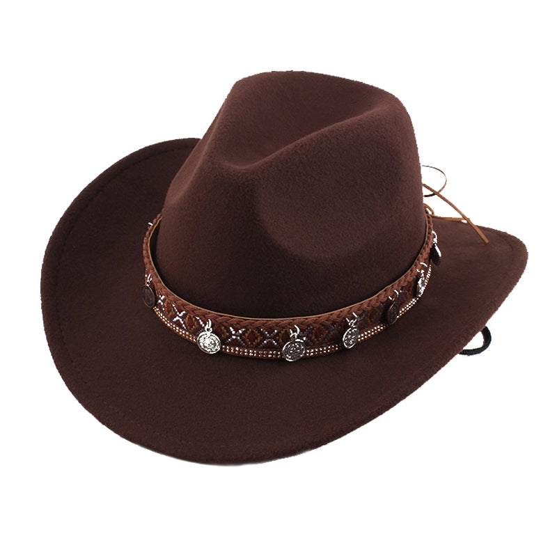 Spring And Summer Style Woolen Cloth Cowboy Hat Men And Women Couples Ethnic Style Roll-up Hat Sunshade Hat Jazz Hat