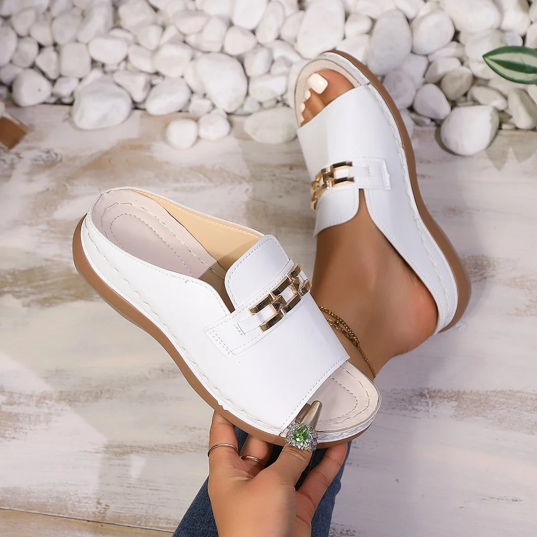 Breakj Breakj Decoration Roman Wind Fish Mouth Beach Cool Slippers Large Summer New Slope And Thick Bottom Slippers