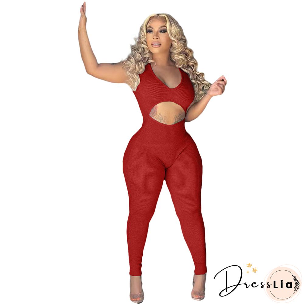 Sleeveless Cut Out Skinny One Piece Jumpsuit