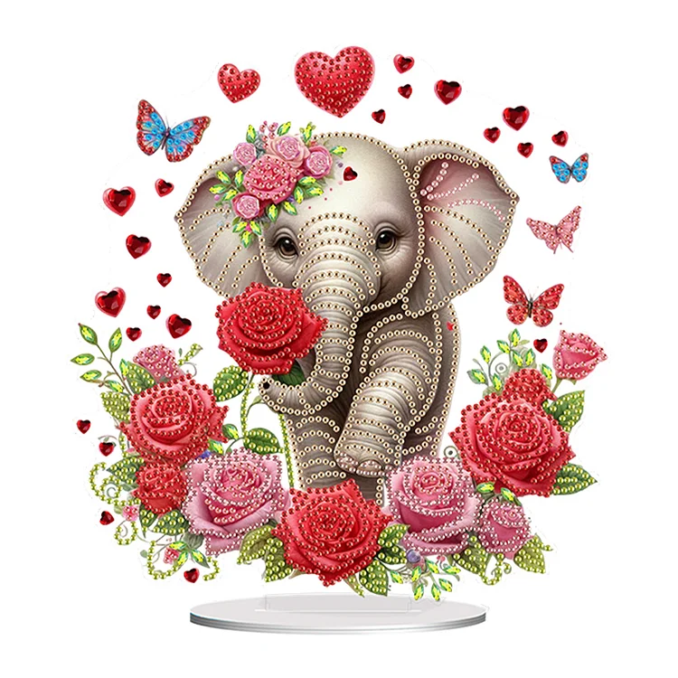Acrylic Special Shape Rose Elephant Desktop Diamond Art Kits Bedroom Table Decor
