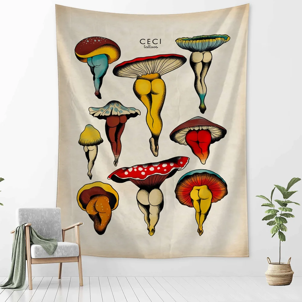 Nigikala Cactus Tapestry Wall Hanging Sexy Mushroom Girl Chart Hippie Boho Psychedelic Witchcraft Home Decor