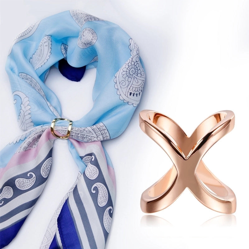 Women’s Minimalist Geometric Alloy Enamel Pearl Hollow Out Scarf Ring