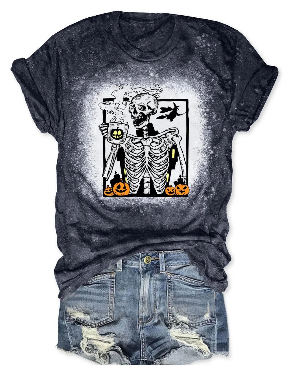 Trendy Skull Tie-Dye Print Short Sleeve T-Shirt