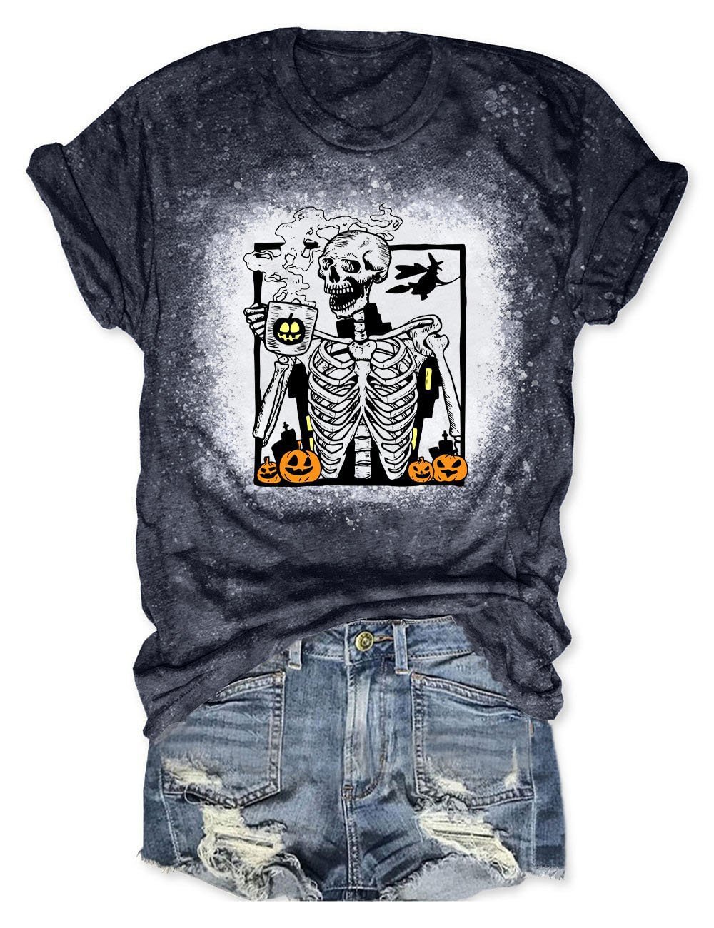 Trendy Skull Tie-Dye Print Short Sleeve T-Shirt