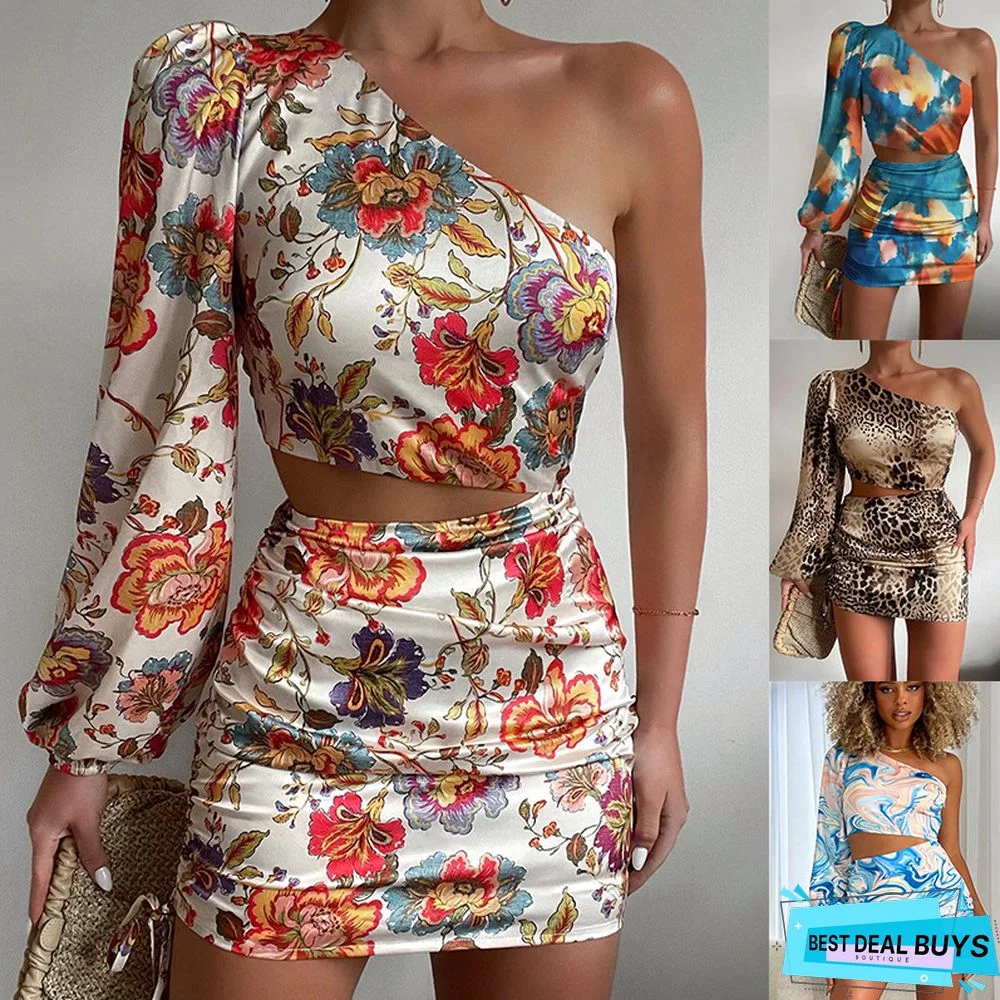 Women's Trend Diagonal Shoulder Dress