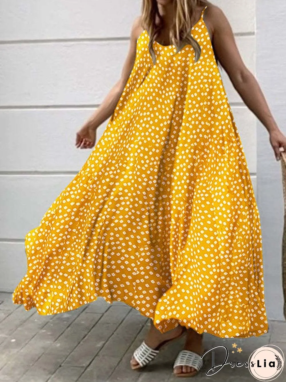 Women'S Dresses Vintage Print Sling Sleeveless Dress