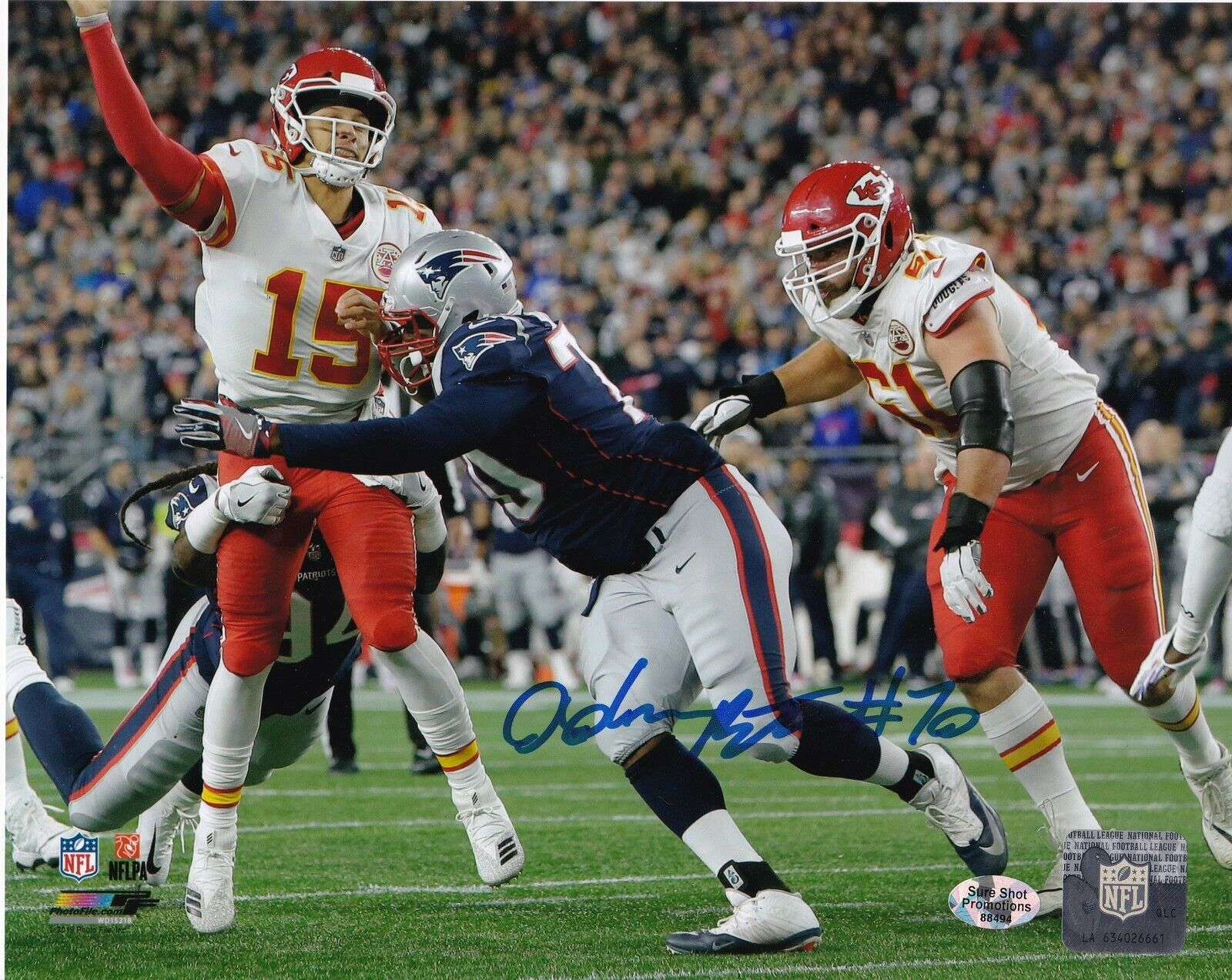 ADAM BUTLER NEW ENGLAND PATRIOTS ACTION SIGNED 8x10