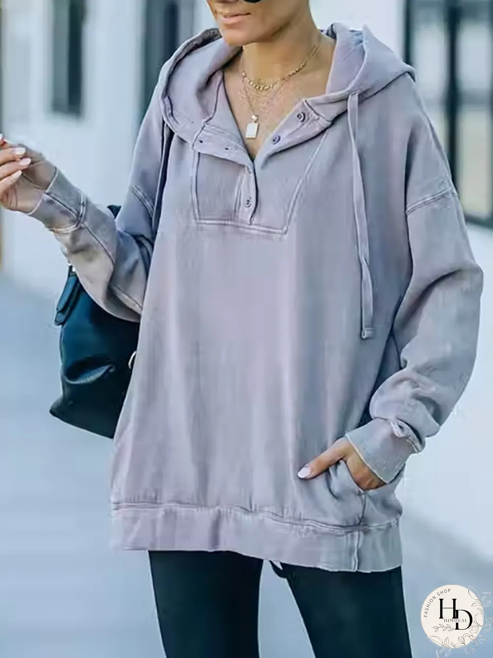 Women Casual Plain Autumn Lightweight Micro-Elasticity Daily Loose Long sleeve Regular