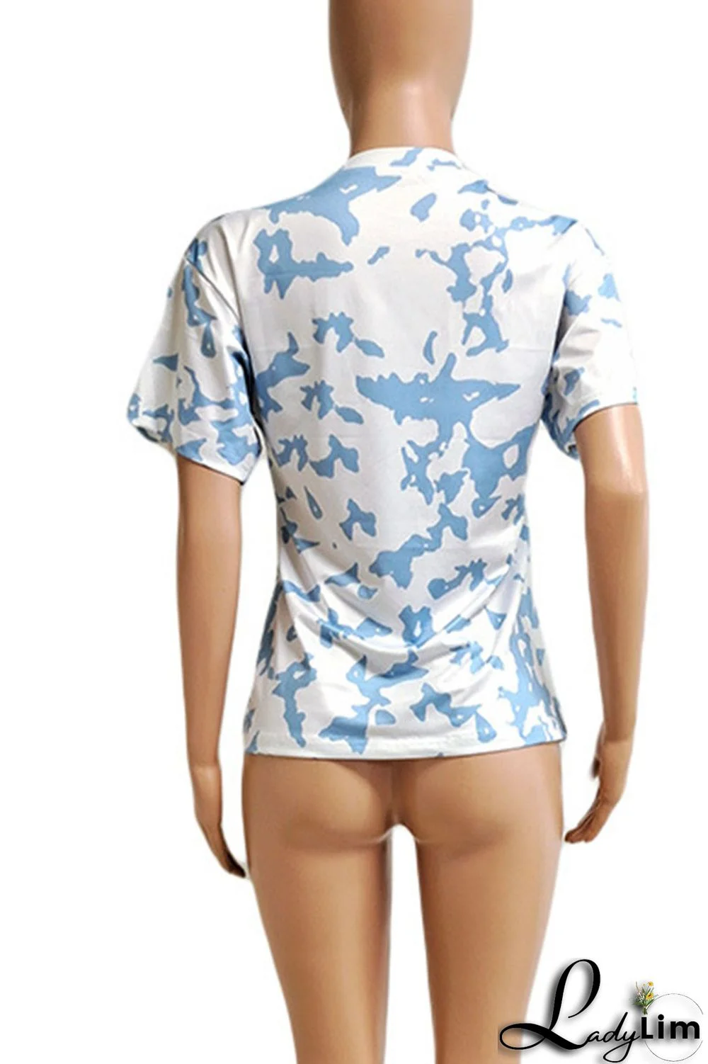 Grey Casual Street Print Split Joint O Neck T-Shirts