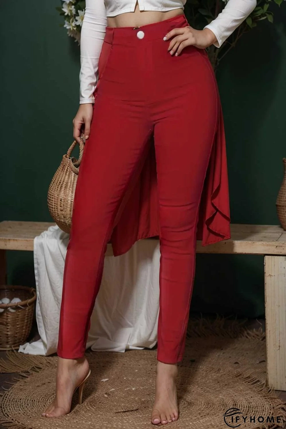 casual solid slim fit skinny pockets pants | IFYHOME