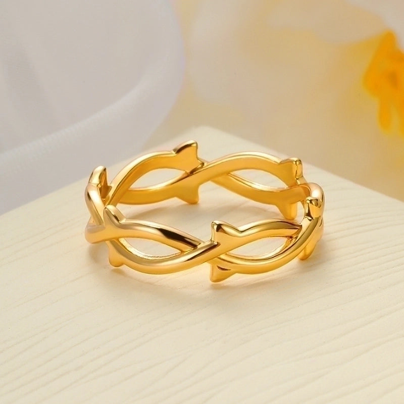 Pastoral Minimalist Solid Color 304 Stainless Steel Criss Cross Rings