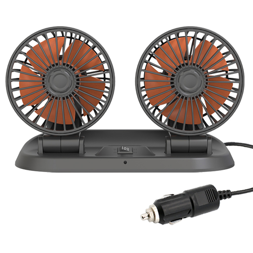 

Dual Head Fan 24V Vehicle Fan 360 Degree Rotatable 2 Speed Dashboard Fan, 501 Original