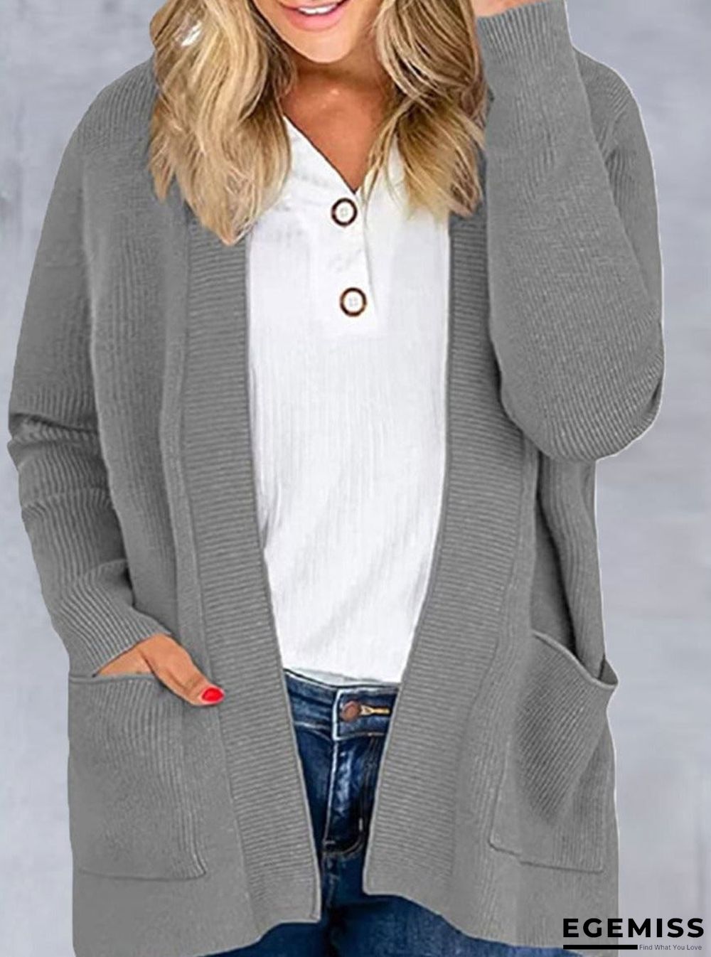 Casual Loose Solid Color Sweater Cardigan | EGEMISS