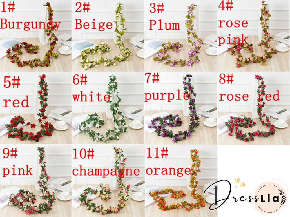 250Cm Rose Artificial Flowers Christmas Garland For Wedding Home Room Decoration Spring Autumn Garden Arch Diy Fake Plant Vine