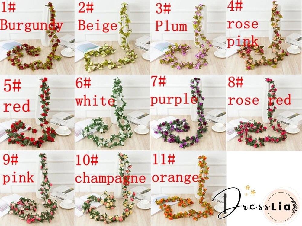 250Cm Rose Artificial Flowers Christmas Garland For Wedding Home Room Decoration Spring Autumn Garden Arch Diy Fake Plant Vine