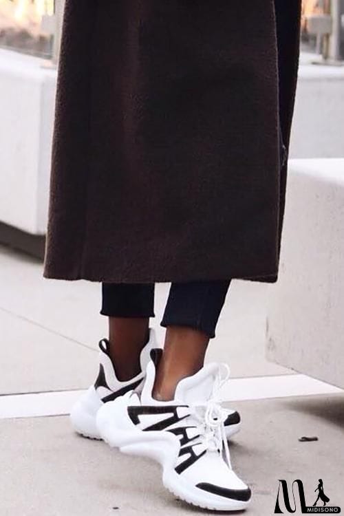 MidiSono - Chunky Mesh Two Tone Lace Up Sneakers