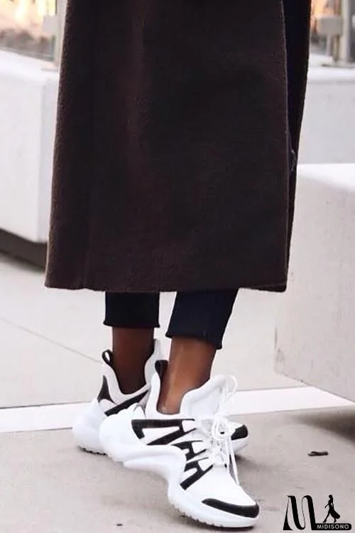 MidiSono - Chunky Mesh Two Tone Lace Up Sneakers