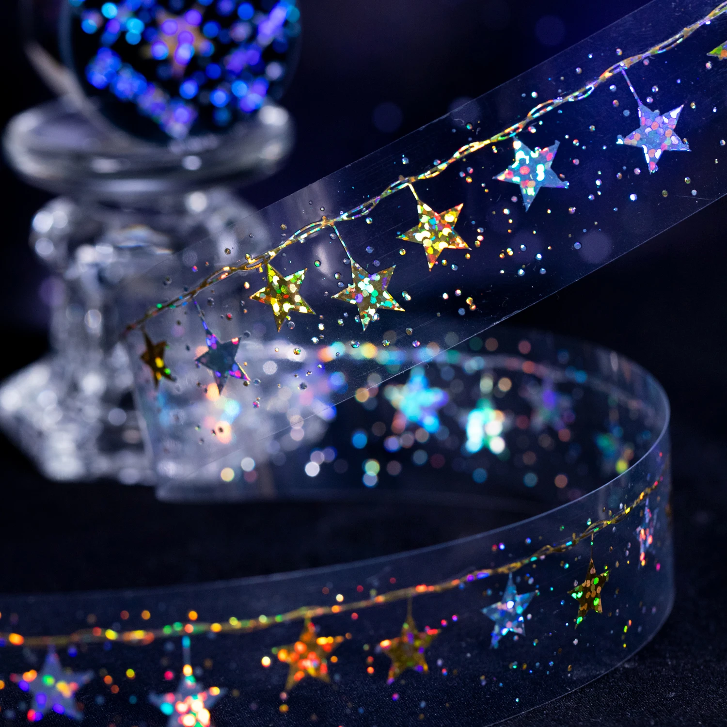 PET 테이프 - 30mm*200cm 별이 빛나는 밤하늘 시리즈 카와이 별빛 조경 브론징