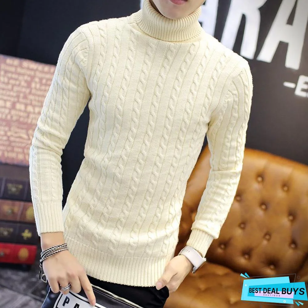 Men's Turtleneck Warm Twist Sweater Jacket