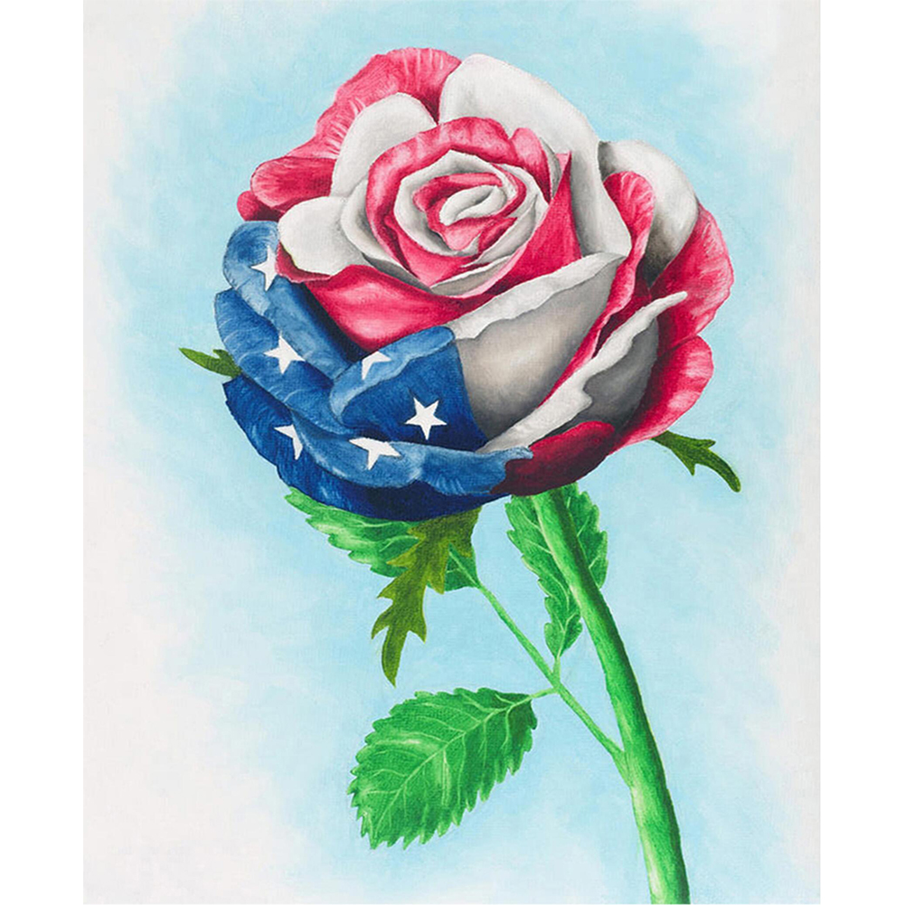 

30*40CM - Round Drill Diamond Painting - Flag Flower, 501 Original