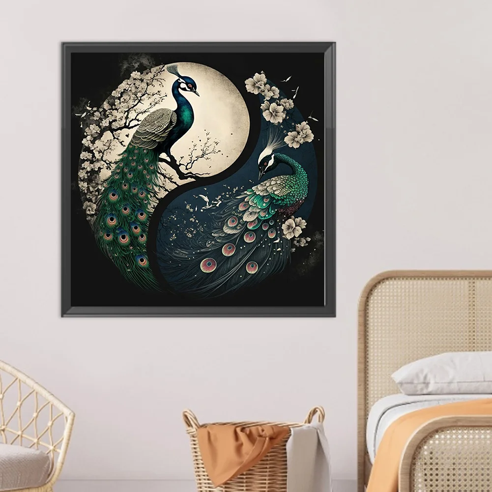 DIY Paint By Number 40*40cm - Yin Yang Peacock