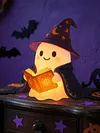 Cute Ghost Reading Book Night Light Easy To Use Halloween Cute Night Light Lightweight for Indoor Party Desk Outdoor Halloween Decoration