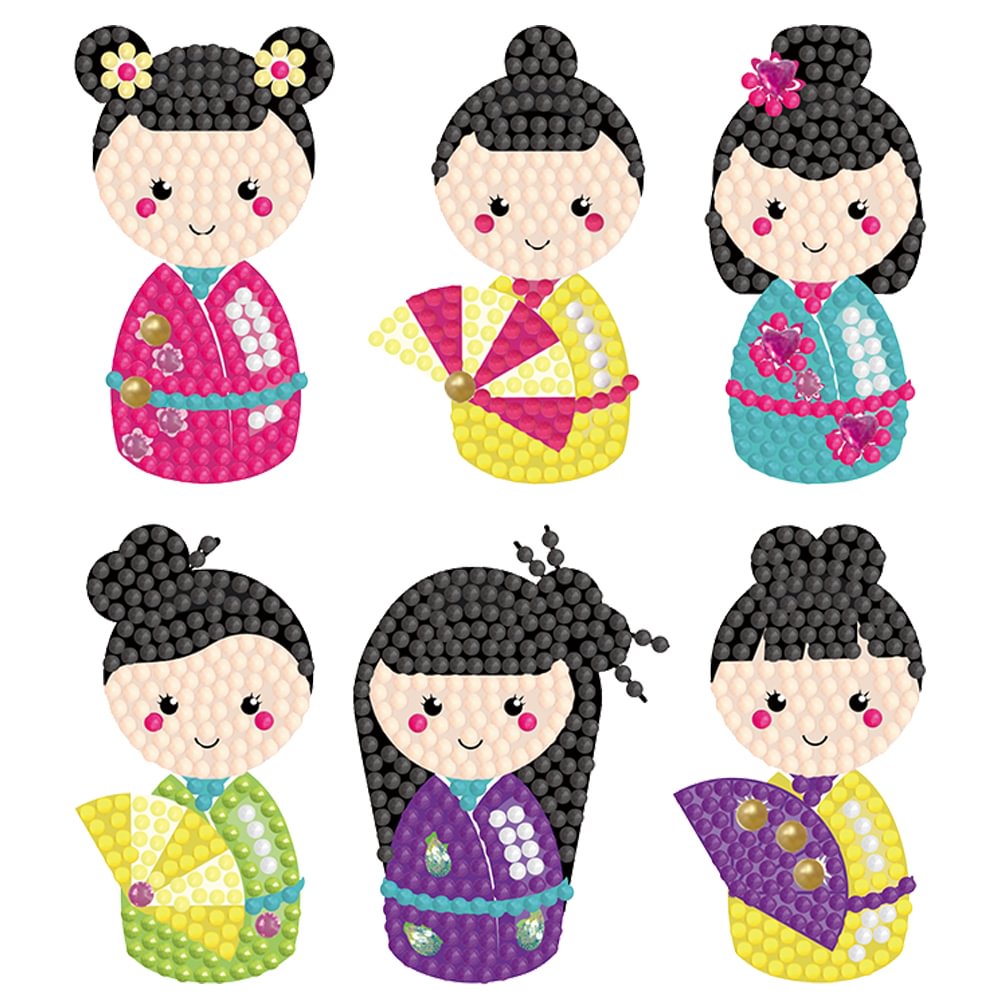 6pcs Diamond Painting Stickers Kits 5D DIY Cartoon Handmade Mosaic
