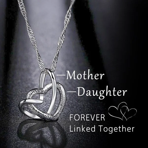 S925 Silver🔥Last Day Promotion 70% OFF - 💕Interlocking Heart Necklace - Mother & Daughter 👩👧 Forever Linked Together