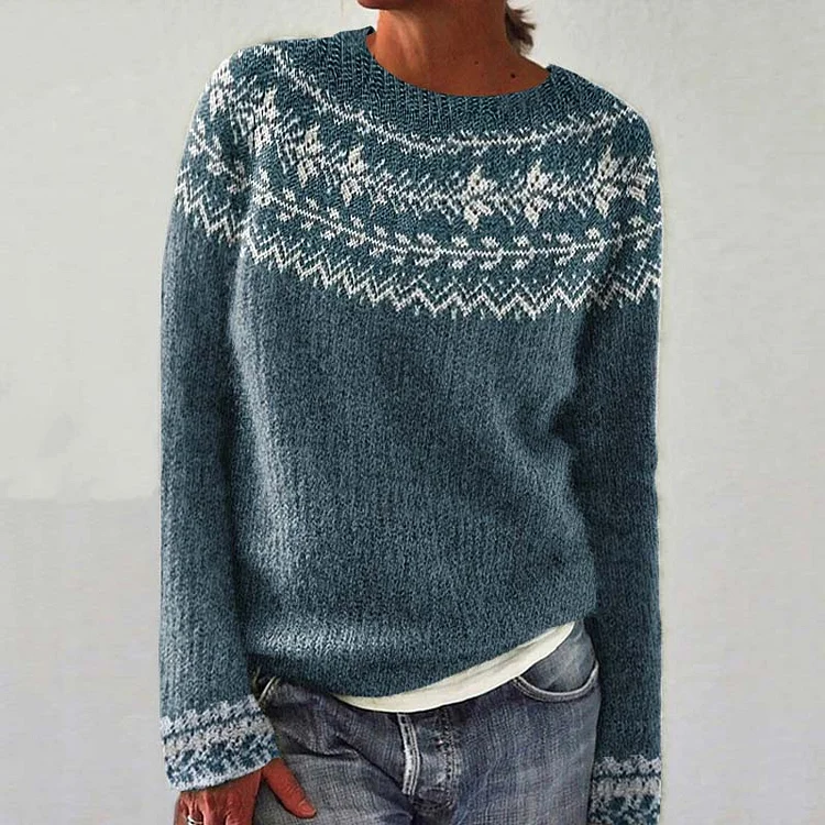 VChics Vintage Iceland Pattern Warm Long Sleeve Sweater
