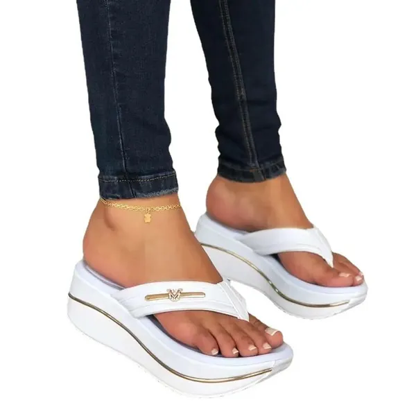 Summer Womens Wedge Heel Thick Bottom Flip-Flops Platform Slippers Outdoor Leisure Sandals