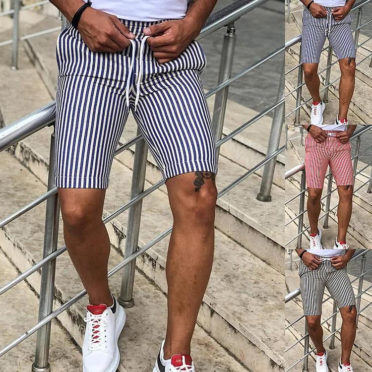 Men's striped print casual shorts