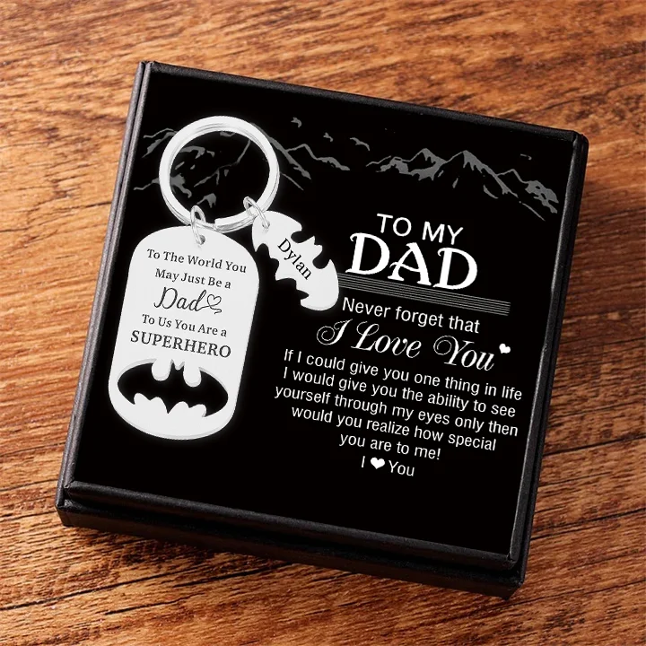 Father Keychain You Are A Superhero Personalized 1 Name Bat Keychain Father's Day Gifts for Batman Dad