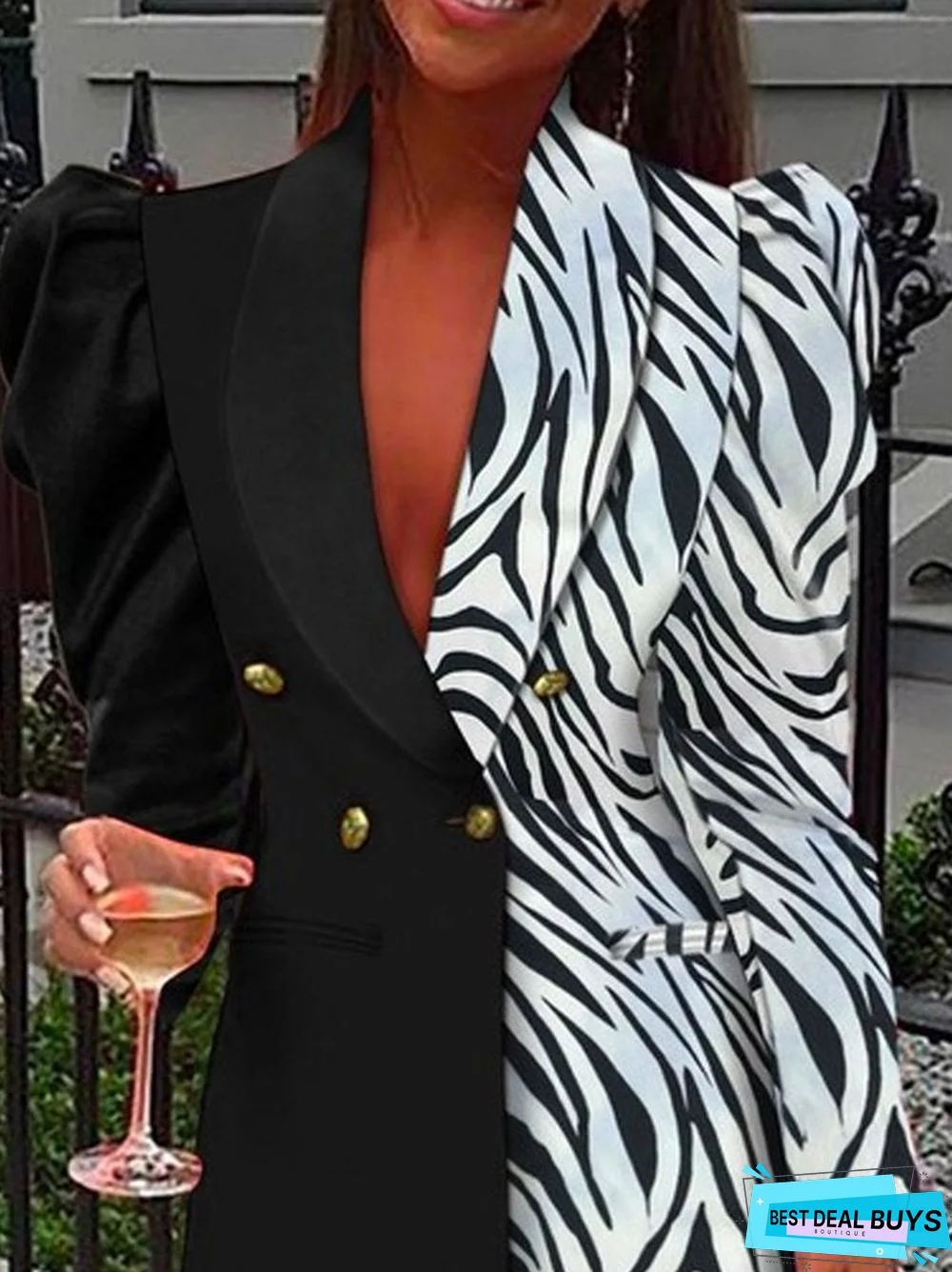 Floral-Print Work Lapel Outerwear