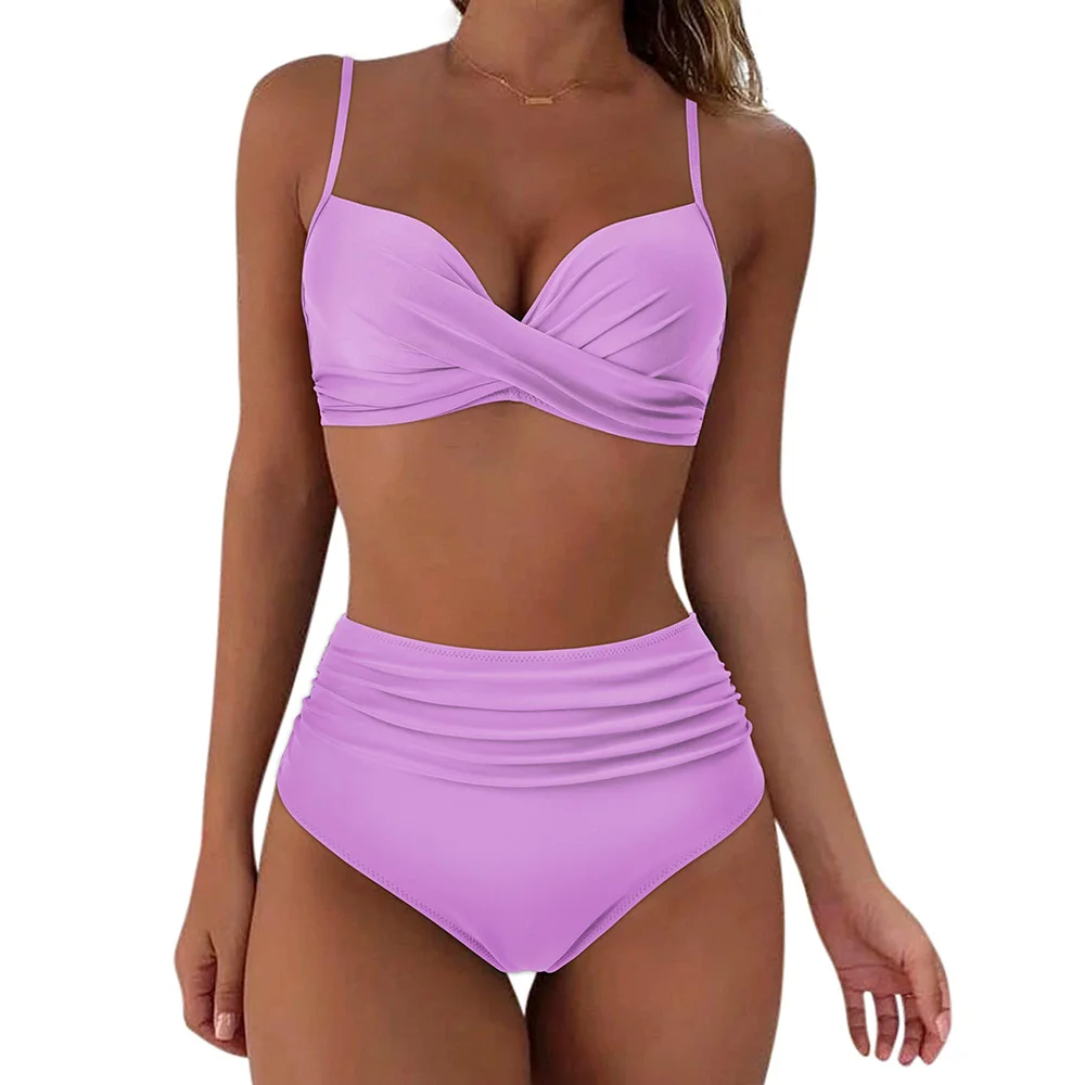 Wongn Wongn New Split High Waist Sexy Swimsuit Lady Small Chest Gathered Bikini Women