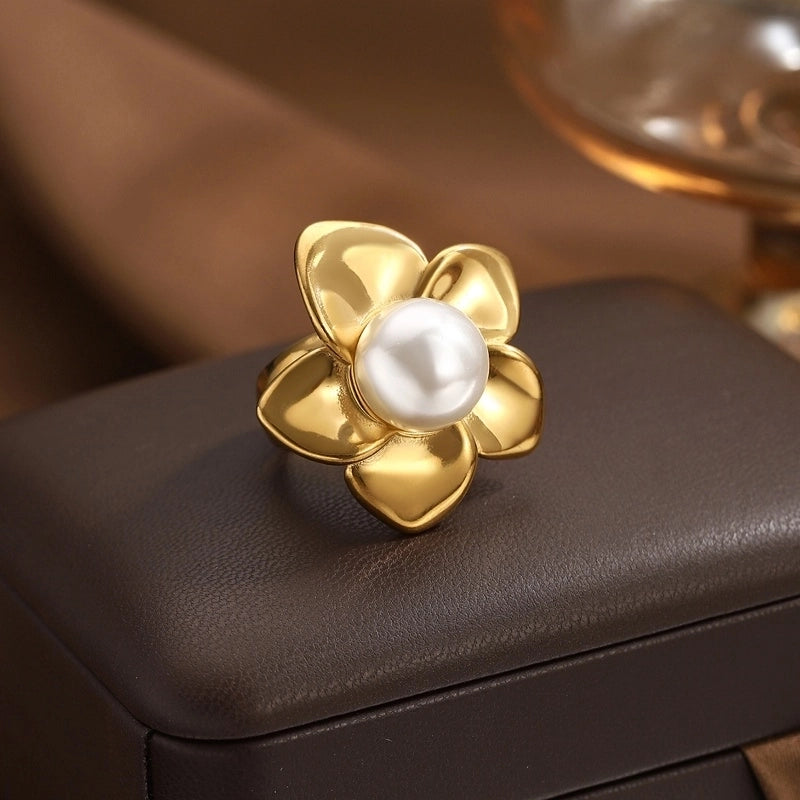 Classic Style Flower 316L Stainless Steel  Open Rings