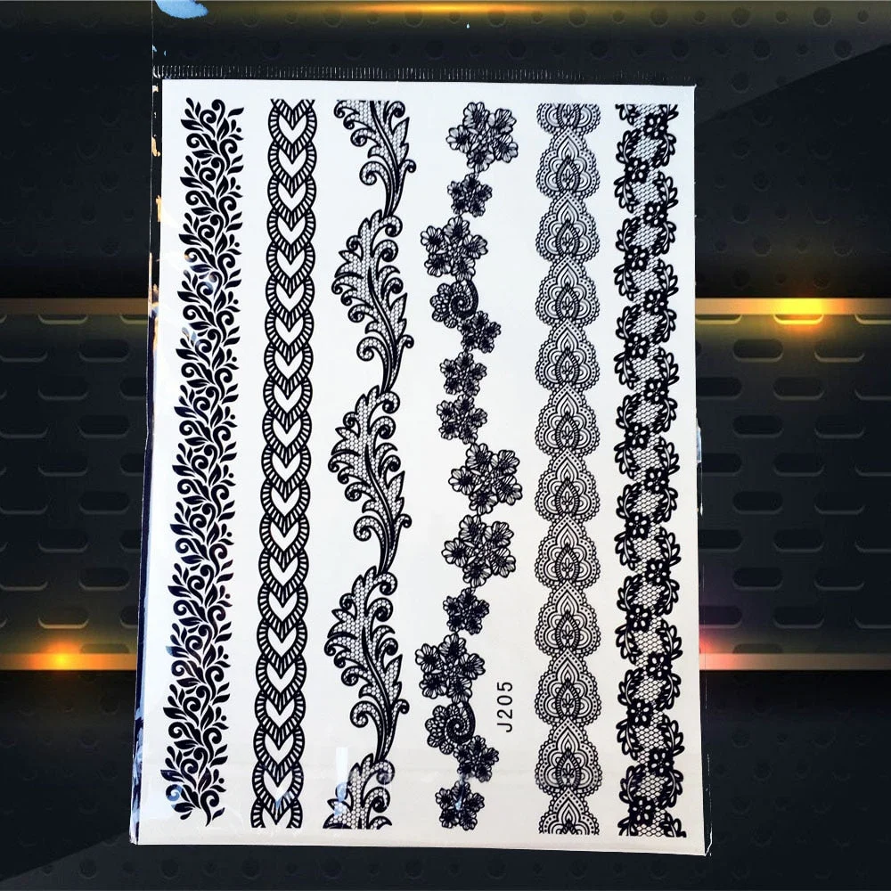 25 Style Hot Waterproof Black Henna Tattoo Fake Mandala Flower Arm Hand Tatoo Owl Decals Women Body Art Temporary Tattoo Sticker