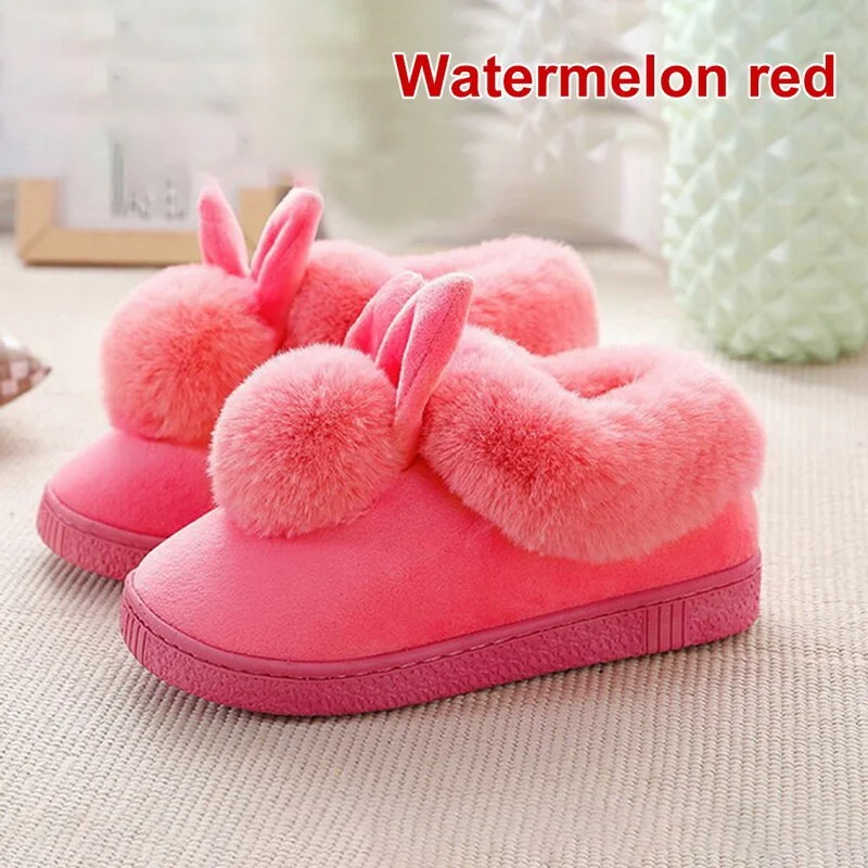 Women Winter Slippers Plush Female Indoor Home Slipper Shoes Casual Ladies Soft Comfort Warm House Shoes Woman Furry Rabbit Ears