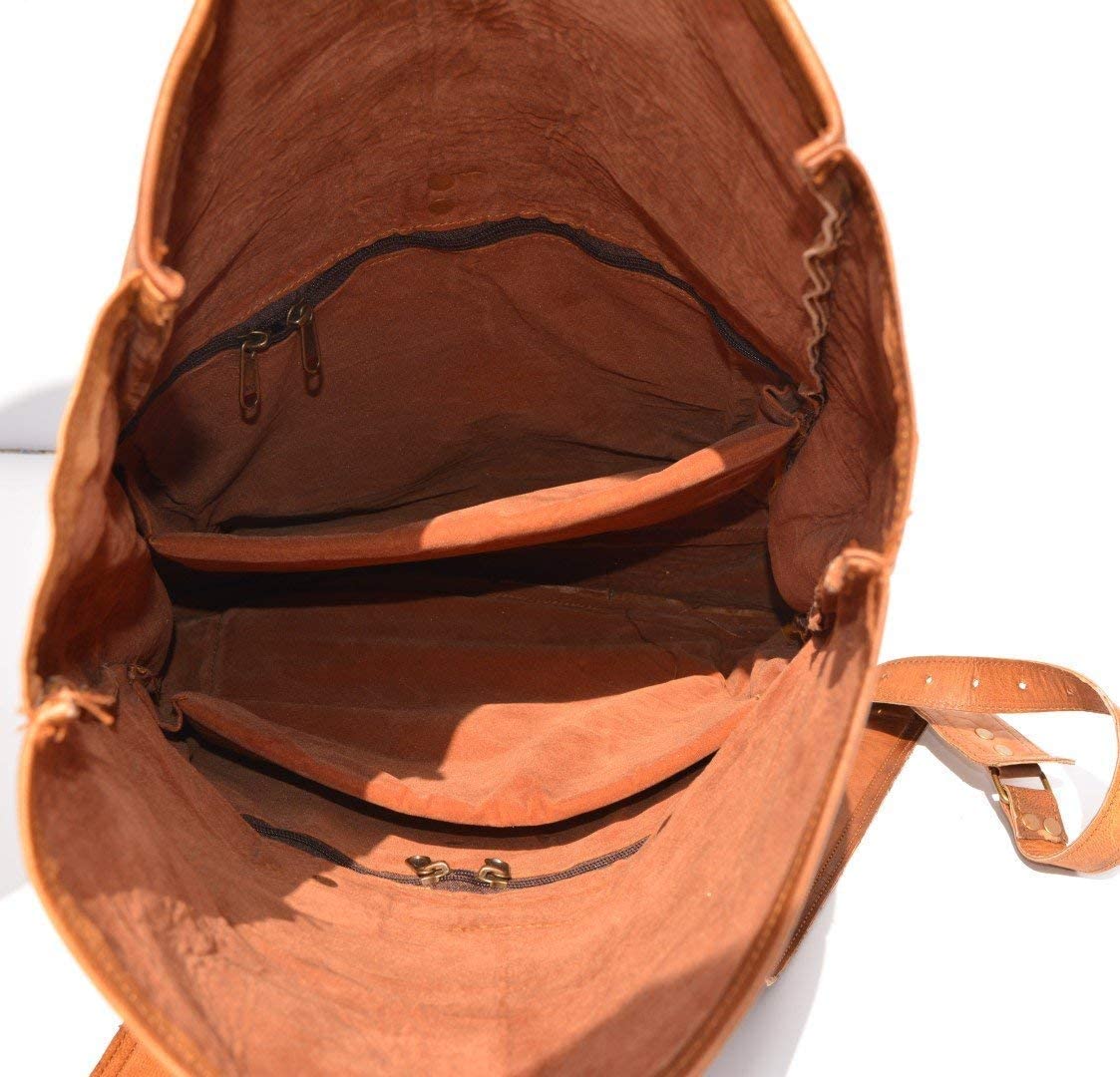 Vintage Leather Backpack School College Book bag Laptop Backpack Brown