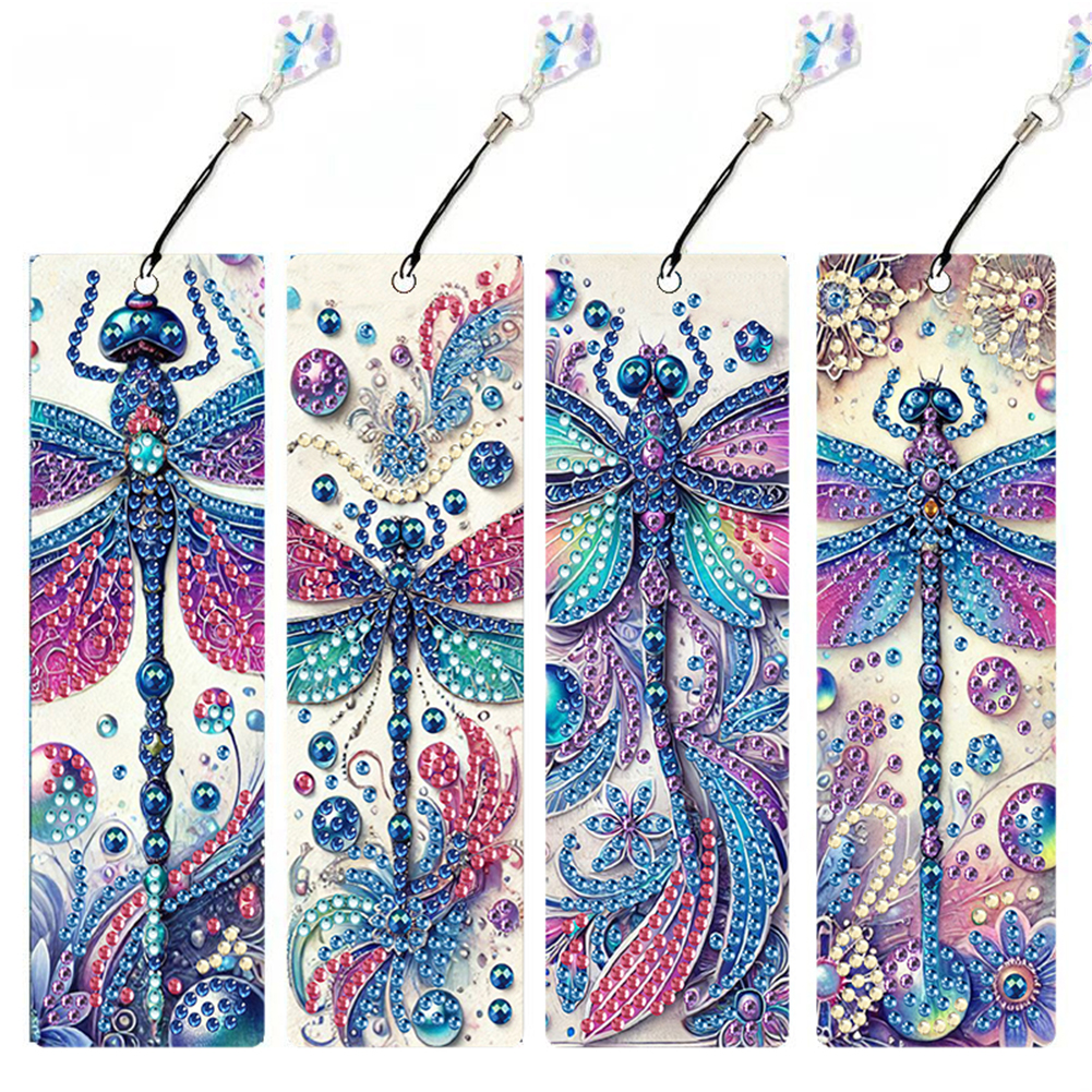 4Pcs Diamond Painting Bookmarks Diamond Art Bookmarks for Book Lover (Dragonfly)