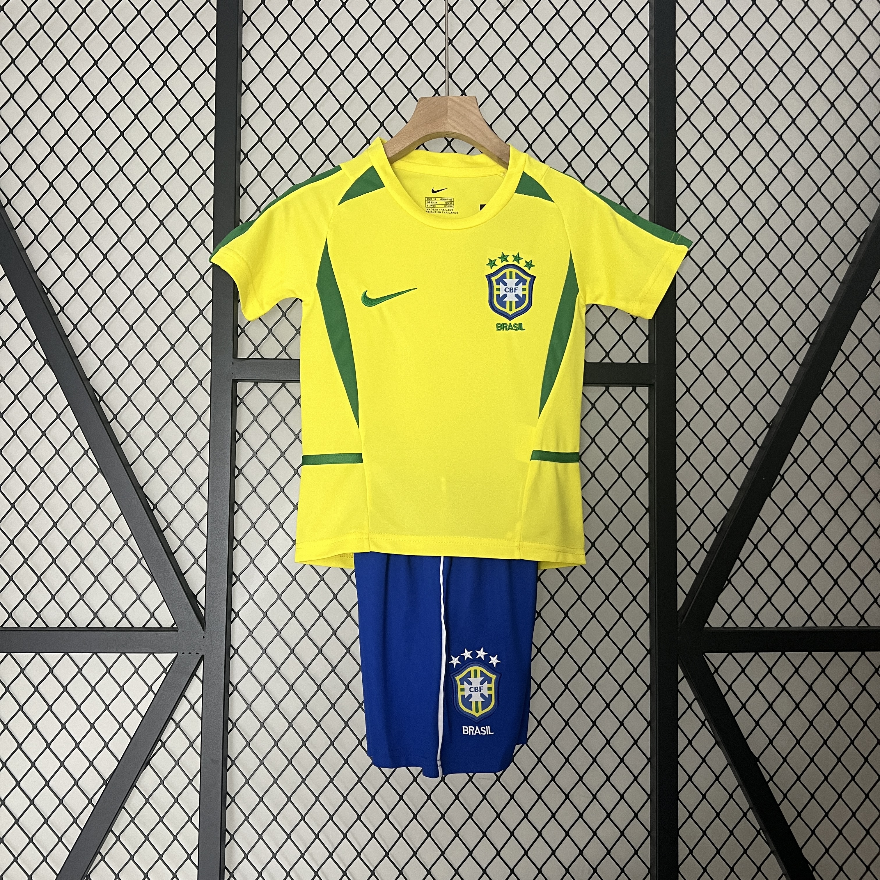 Retro Brazil 2002 Home Stadium Kids Kit