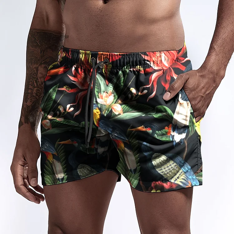 BrosWear Trendy And Fun Tropical Holiday Print Beach Shorts