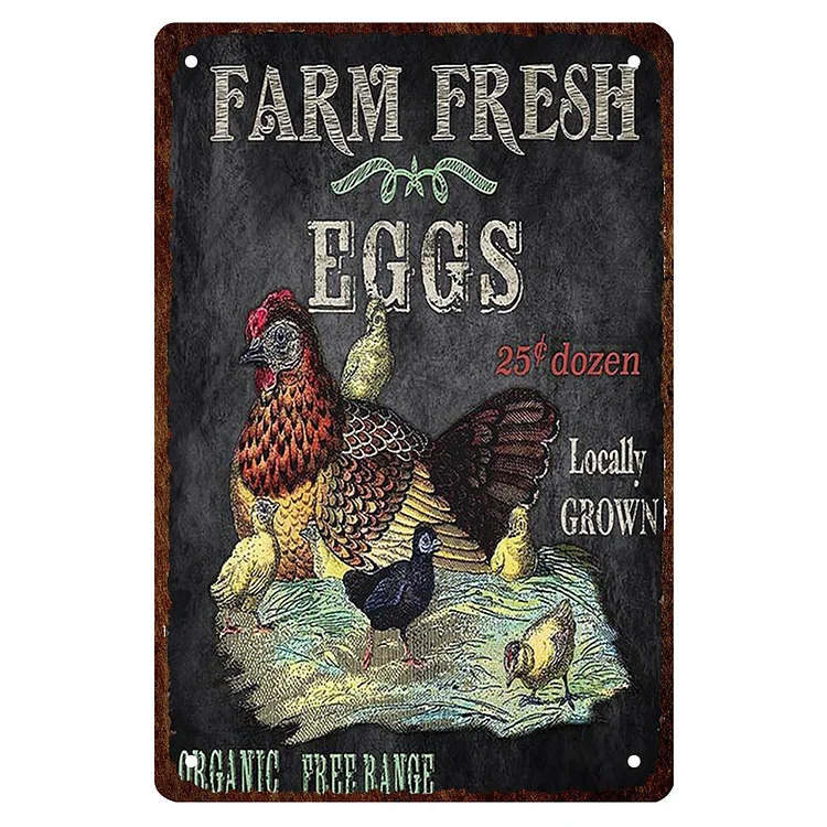 Poulet de ferme - enseignes en étain vintage / enseignes en bois - 20x30cm & 30x40cm