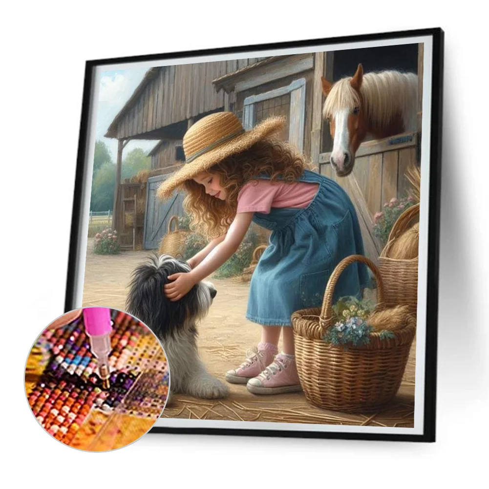 Full Round Diamond Painting 30*30cm - Farm Girl